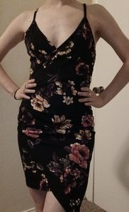 NWT junior floral asymmetrical wrapped bodycon dress